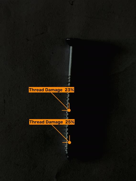 Thread Damage 23% · 25% — Near-dark frame, corrected before it was judged