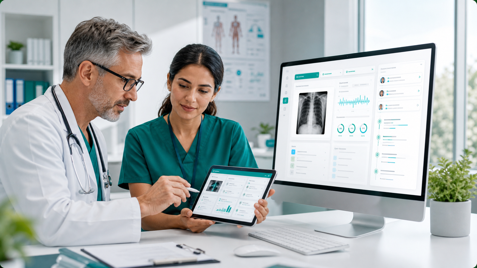 Doctors reviewing the INSAIT HEALTH clinical dashboard